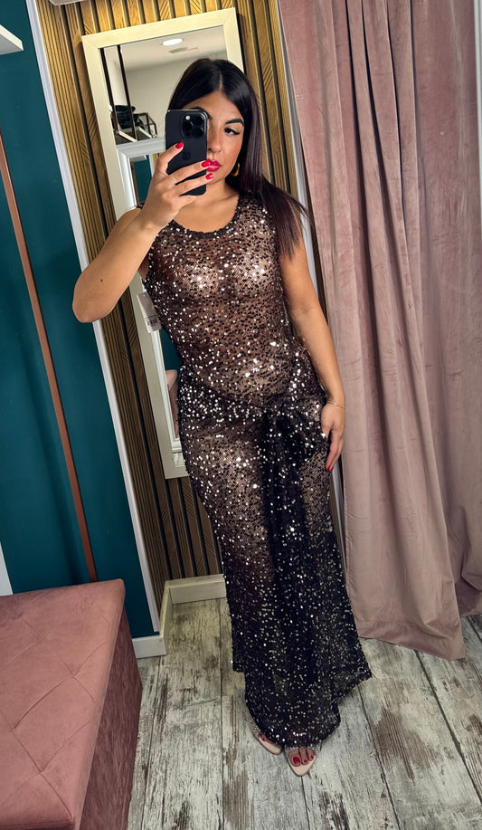 Vestito paillettes choco