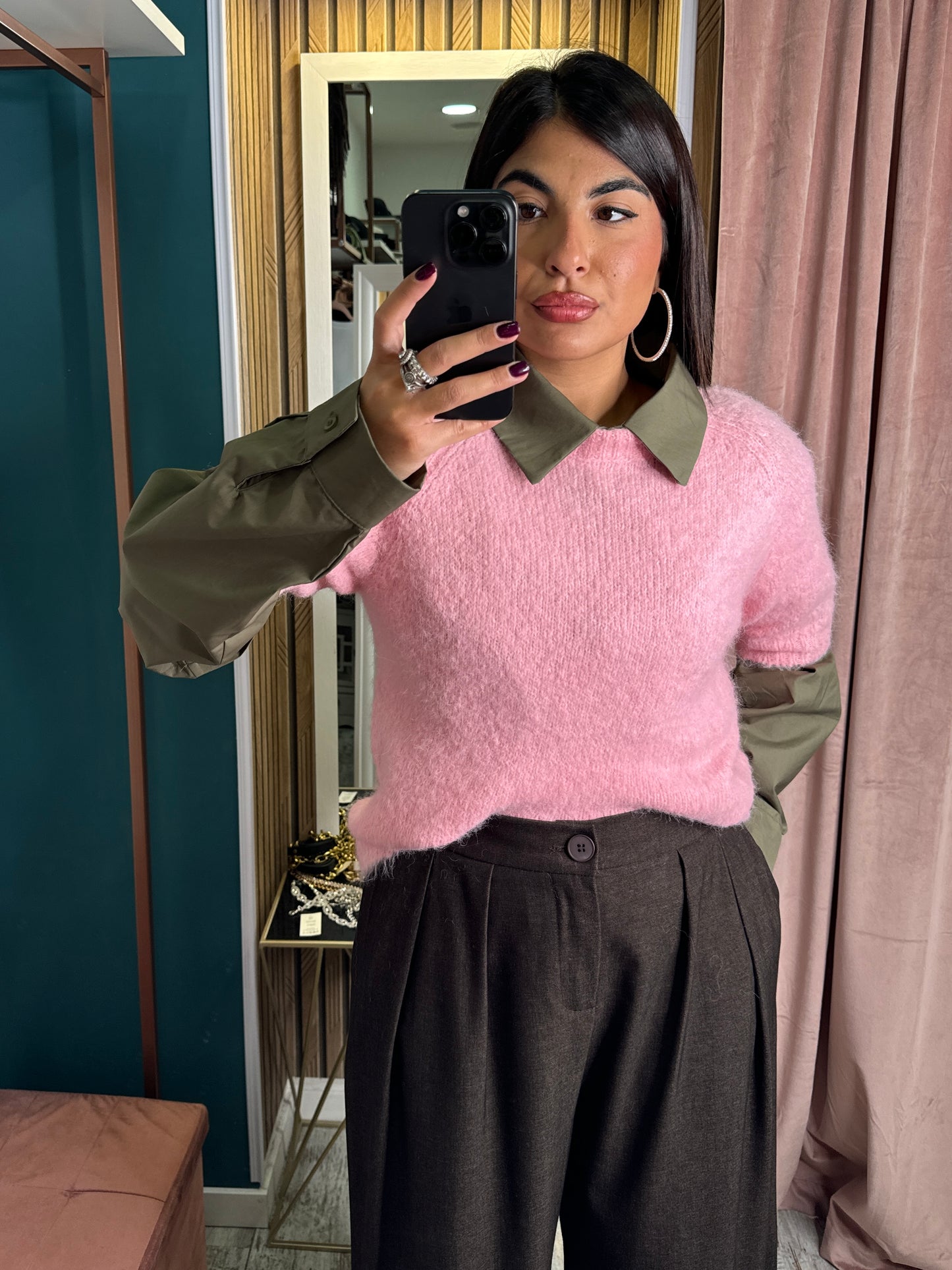 Pull rosa mezza manica