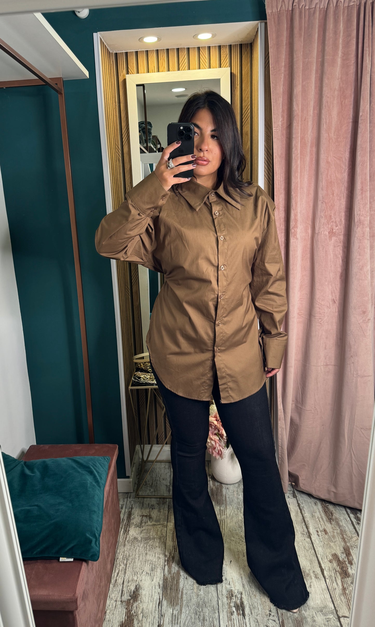 Camicia coffe cotone