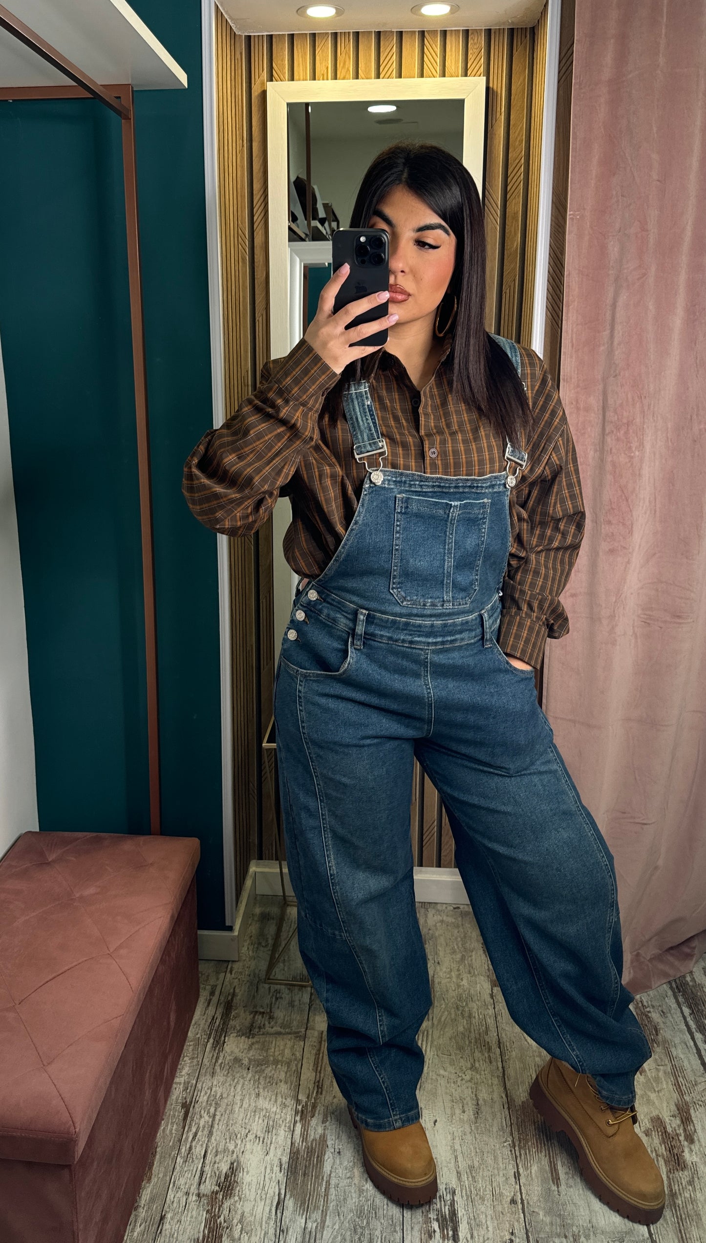 Salopette jeans sabbiato
