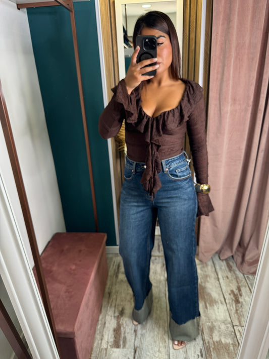 Jeans wide leg piegone