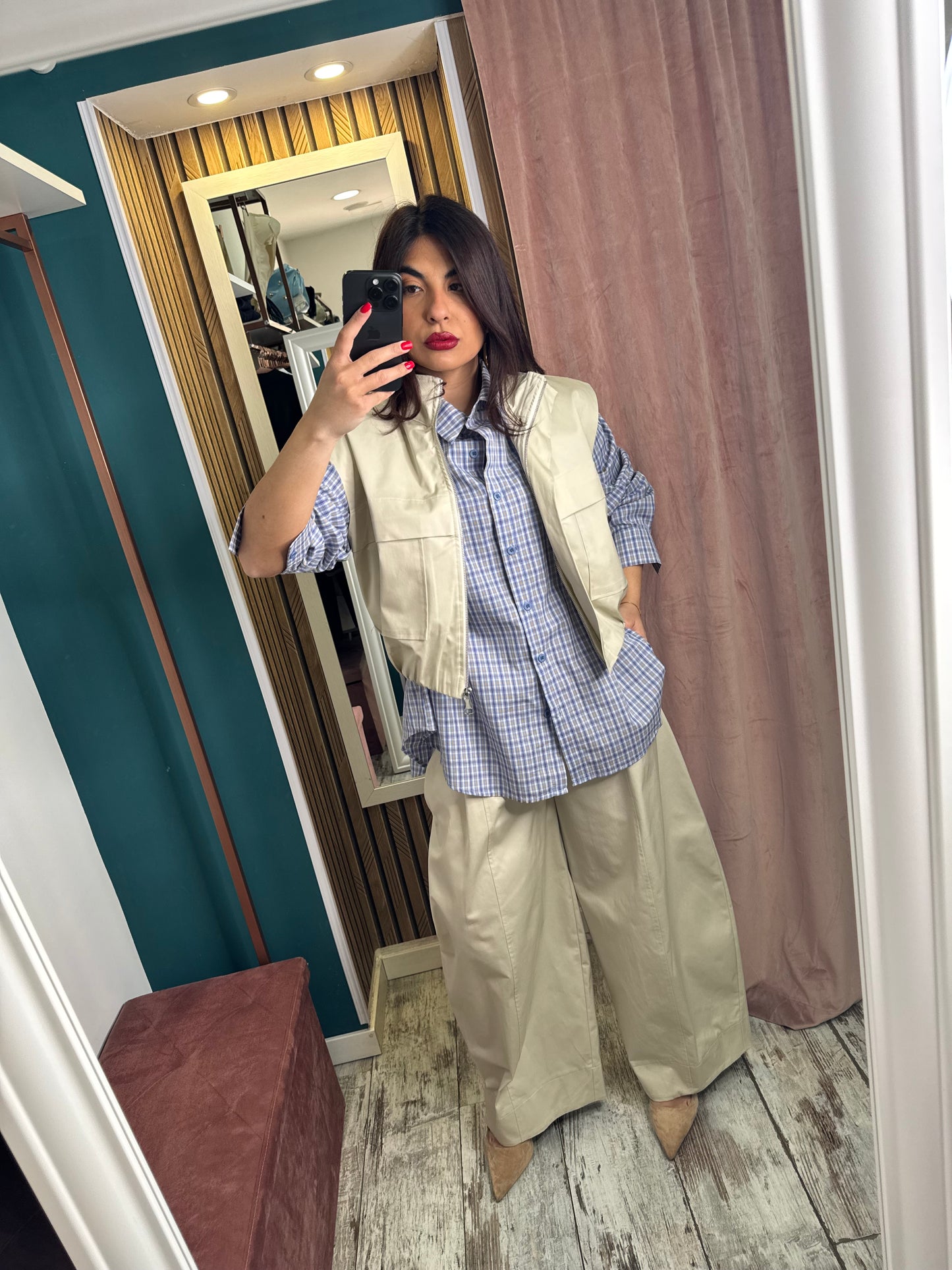 Camicia quadretti celeste
