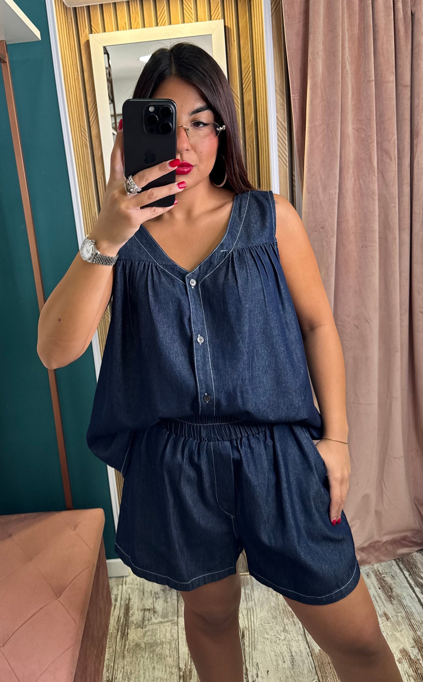 Cordset denim blu