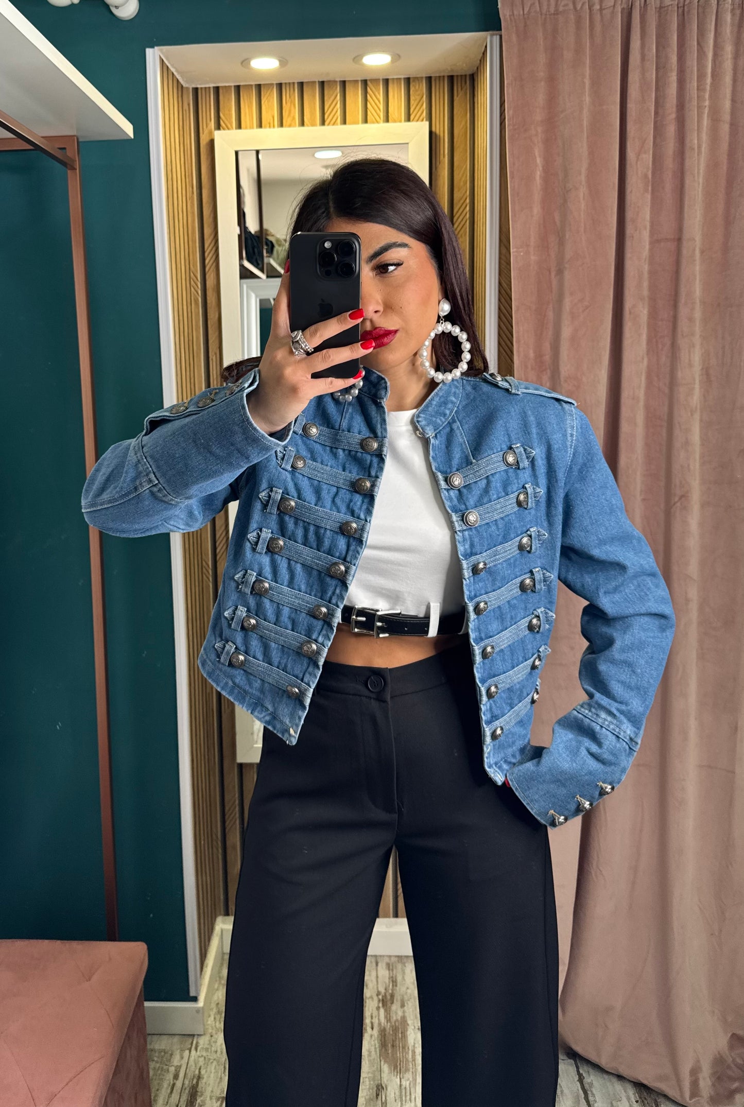 Giubbino denim Mochy bleu