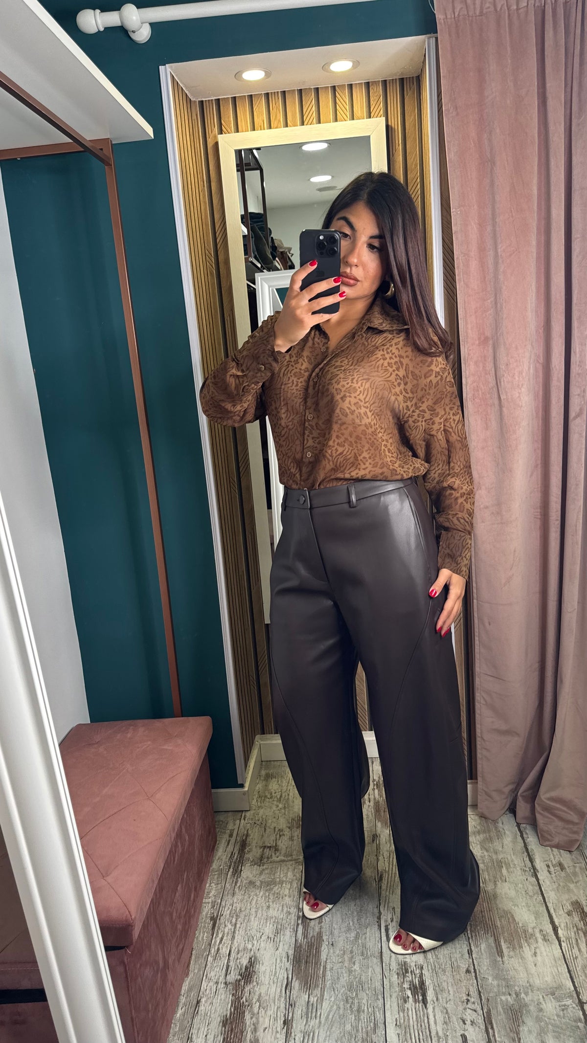 Pantaloni ecopelle Brown