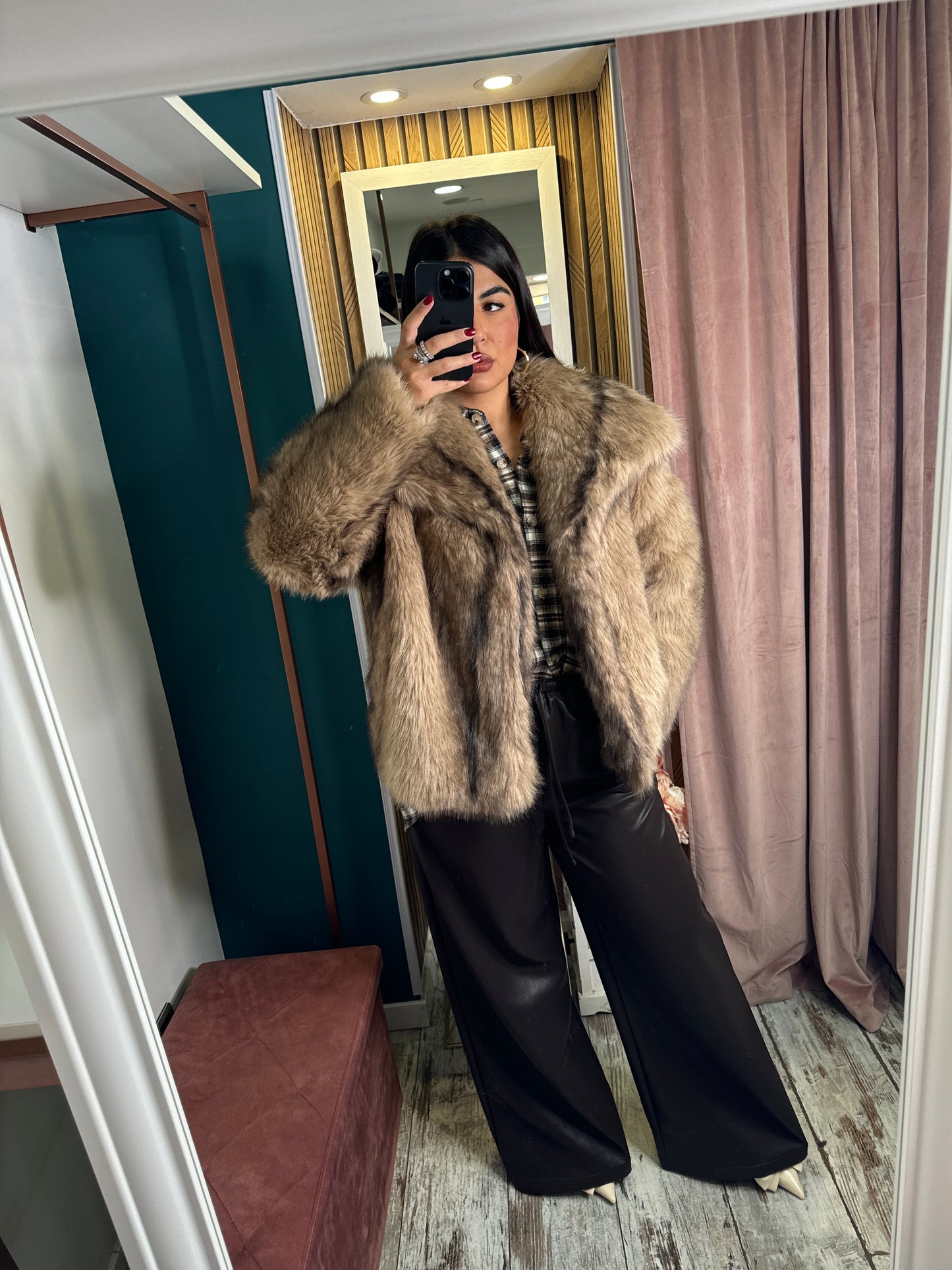 Pantaloni ecopelle choco