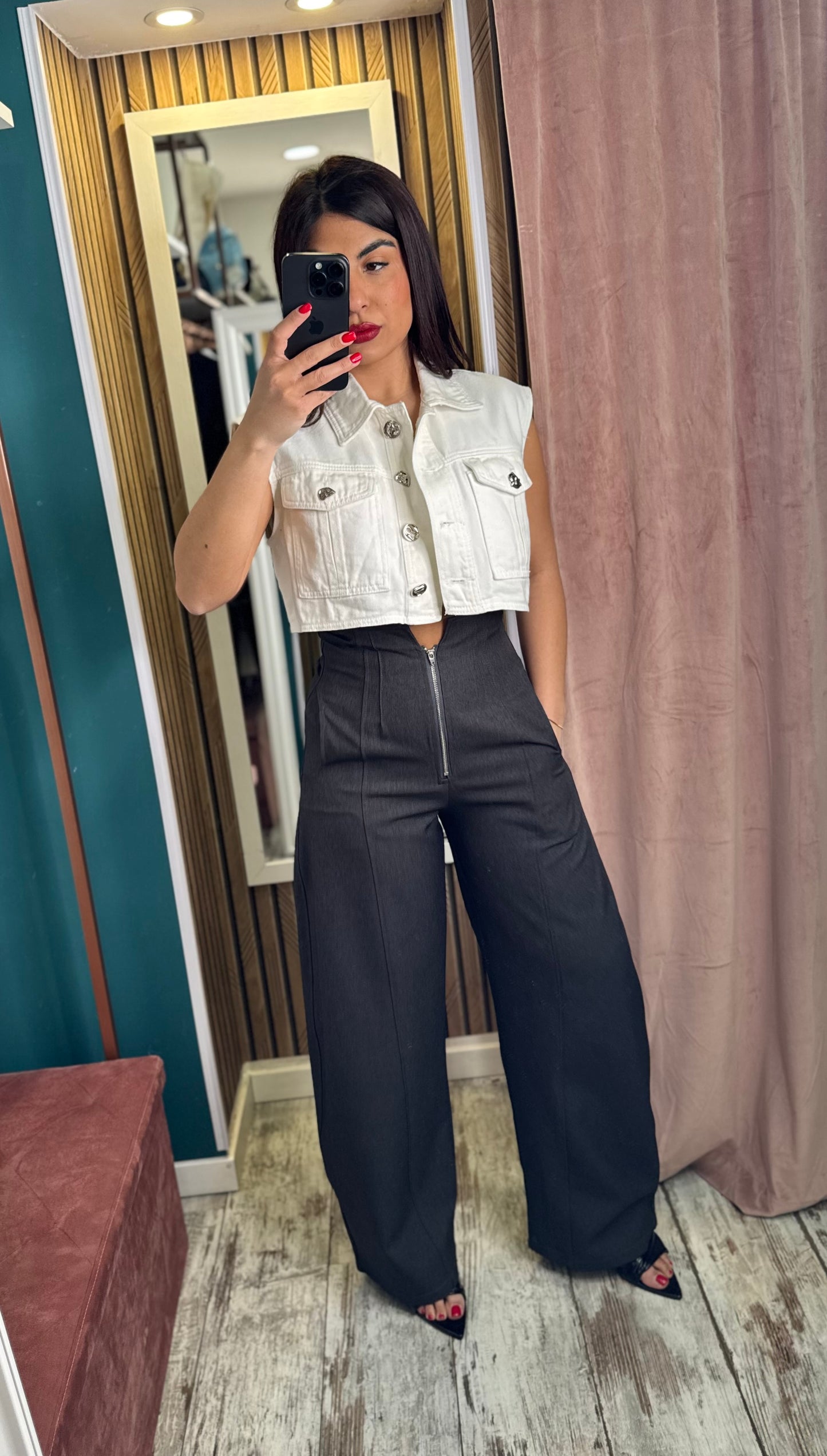 Gilet crop denim