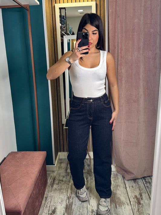 Jeans Mom fit dark blu