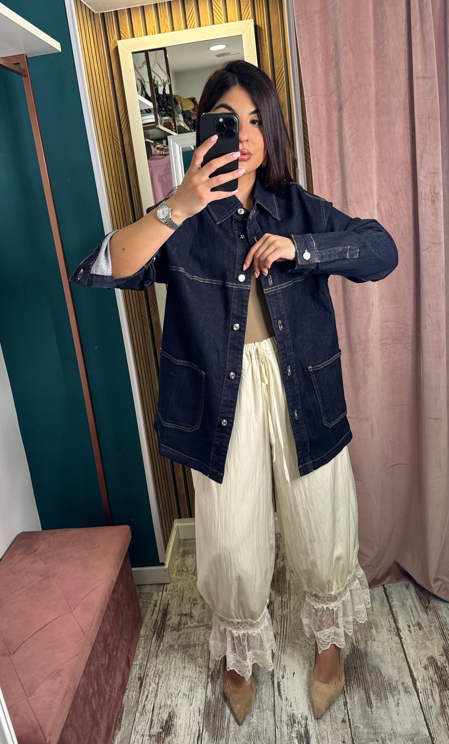 Camicia over denim blu
