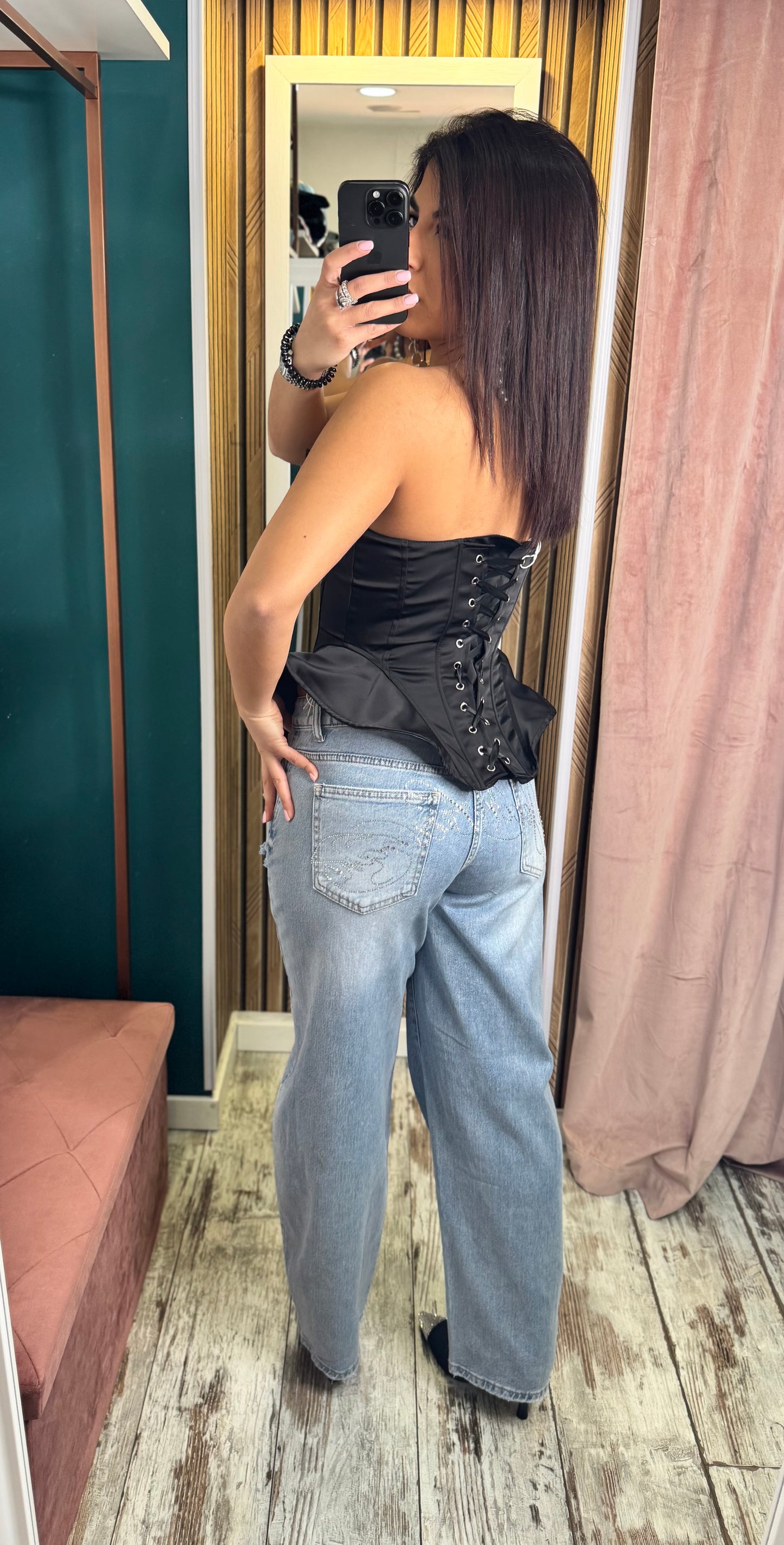 Jeans strass light blu