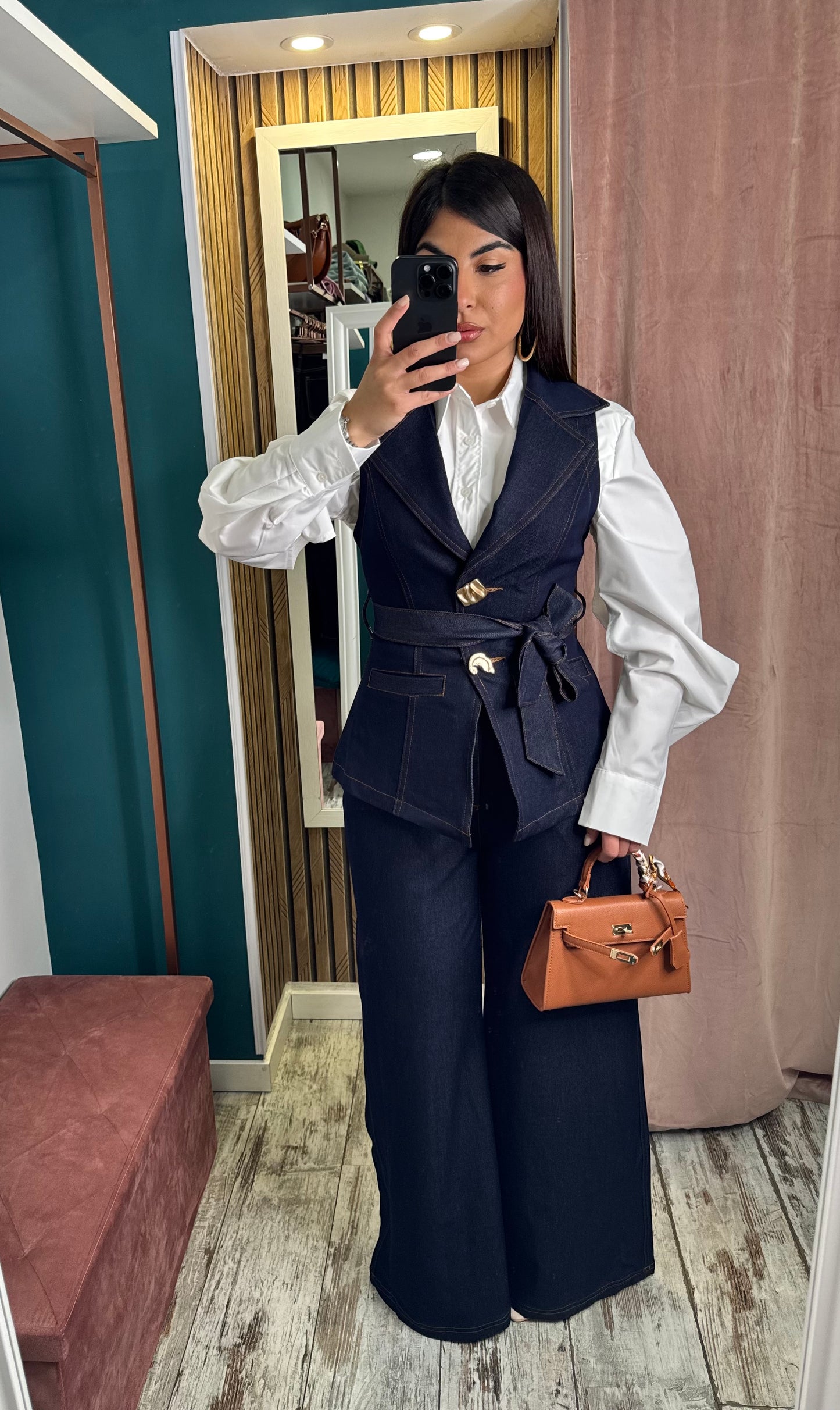 Cordset denim gilet
