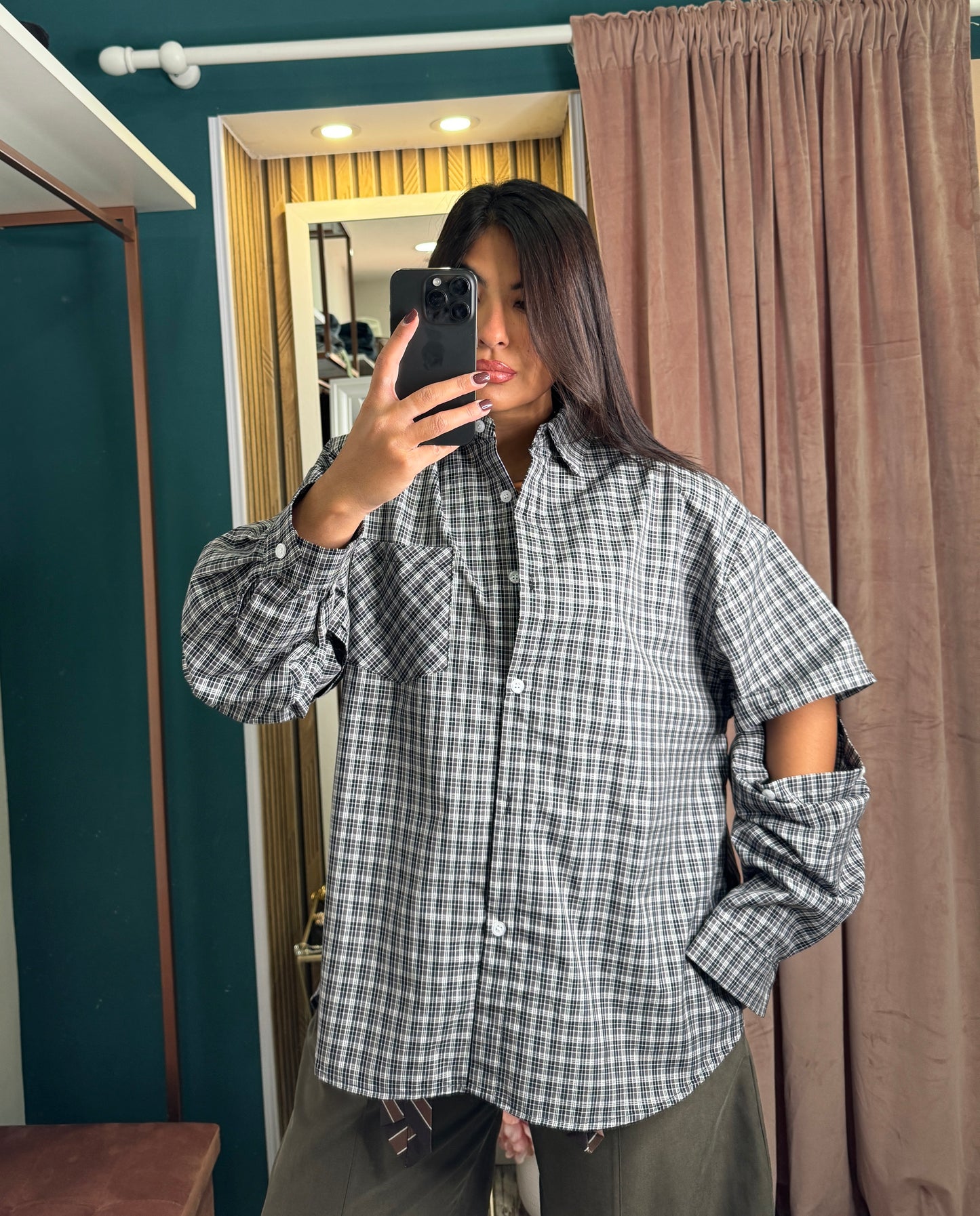 Camicia quadretti nera