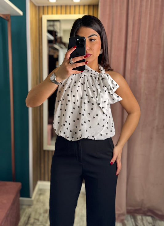 Top bianco pois