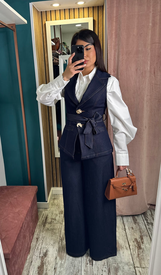 Cordset denim gilet