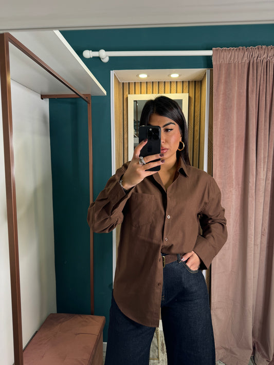 Camicia marrone taschino