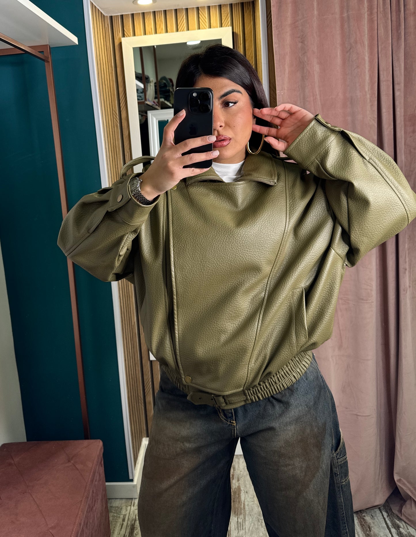 Bomber martellato Olive