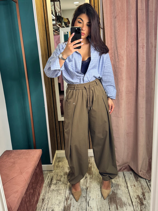 Pantalone parachute marrone
