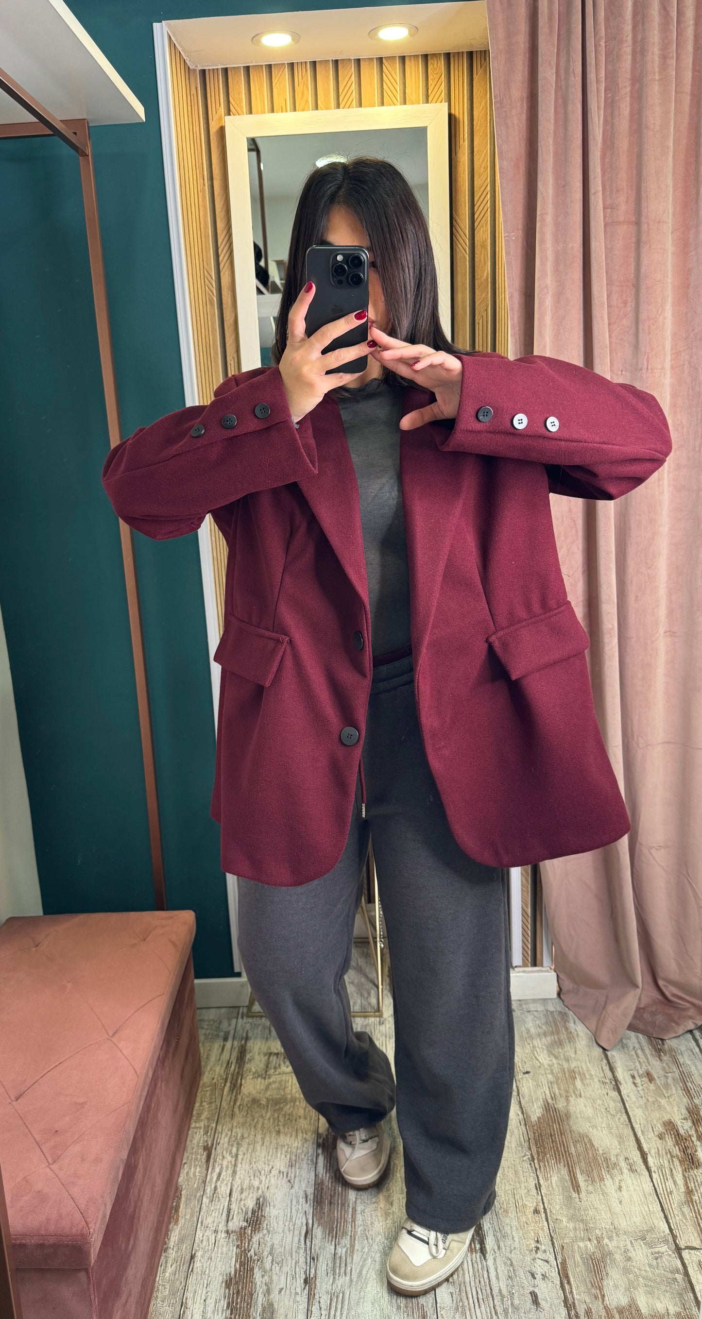Cappotto corto bordeaux