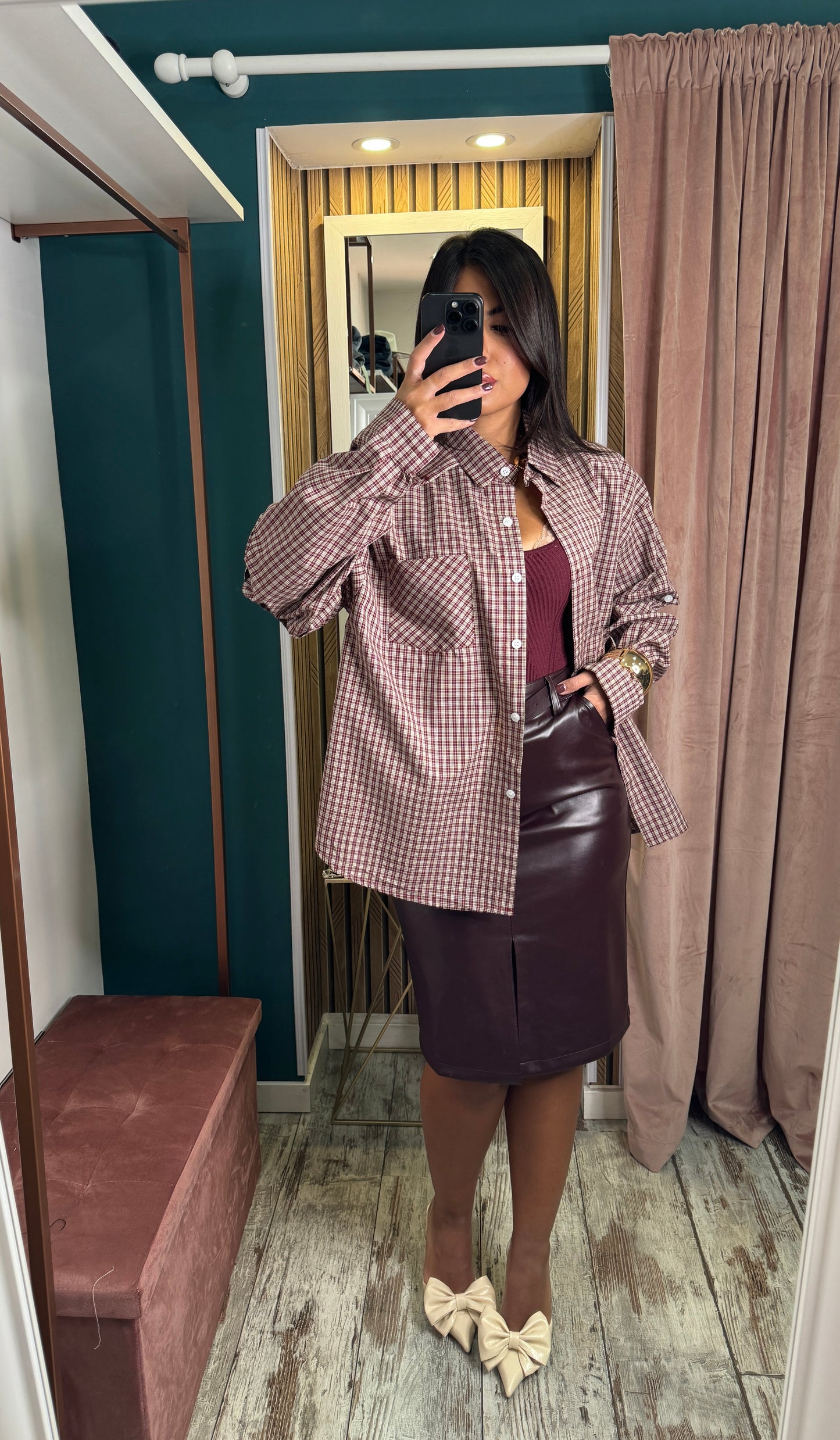 Camicia quadretti bordeaux