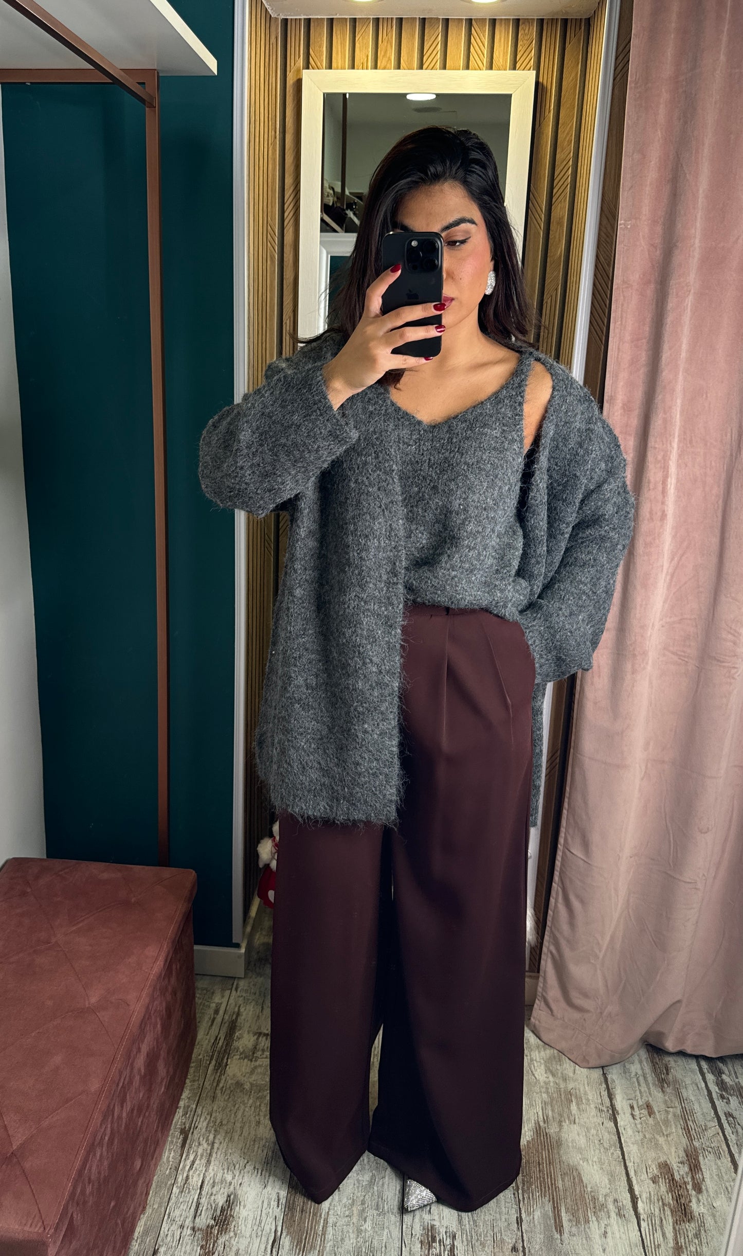 Pantaloni palazzo bordeaux