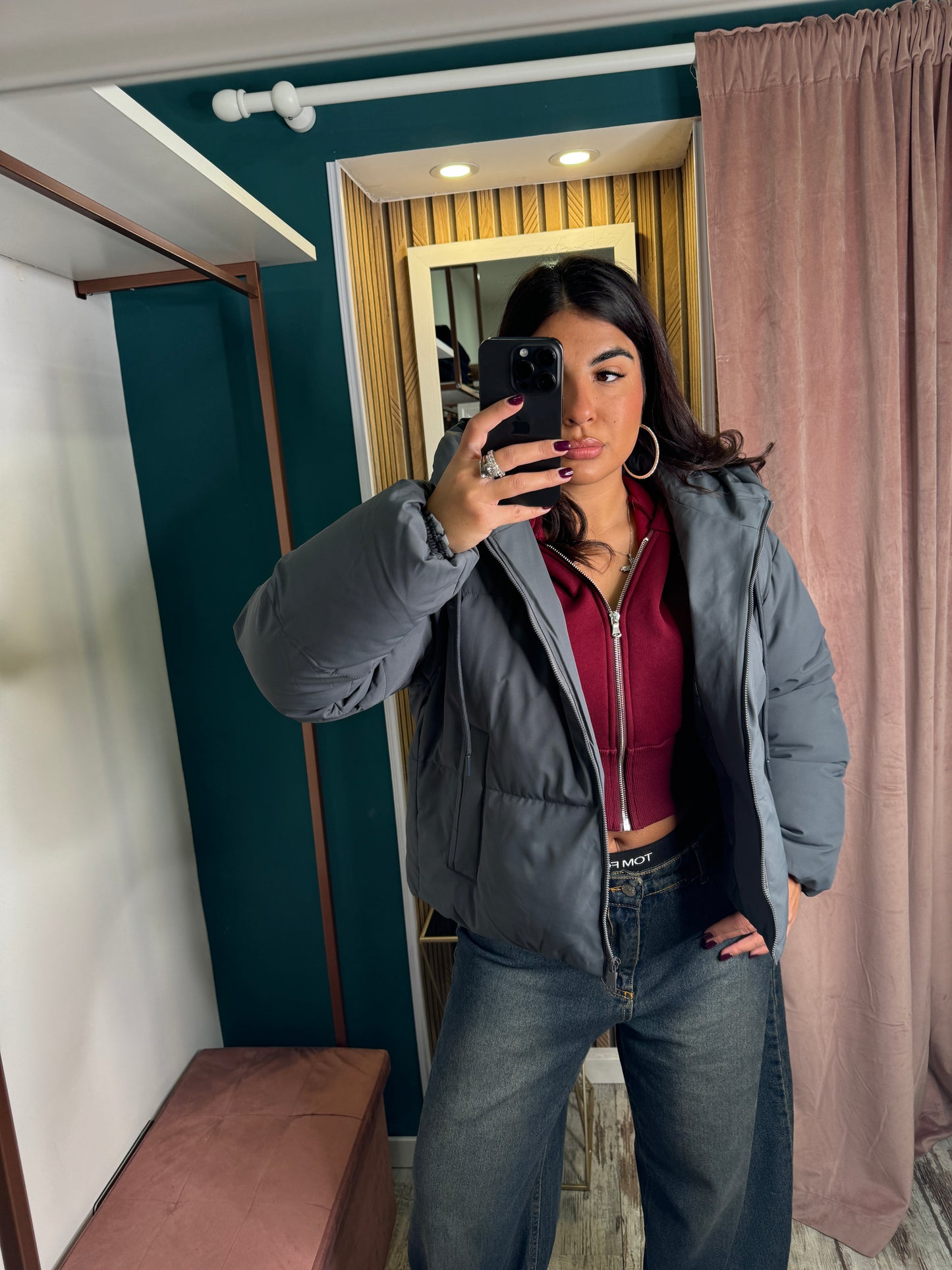 Piumino corto grigio