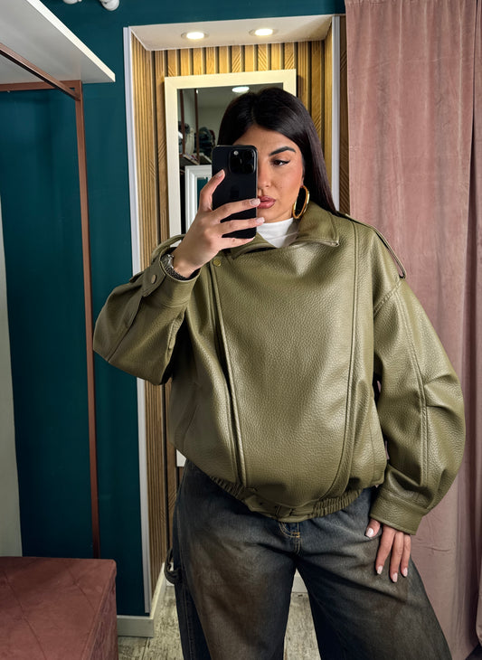Bomber martellato Olive
