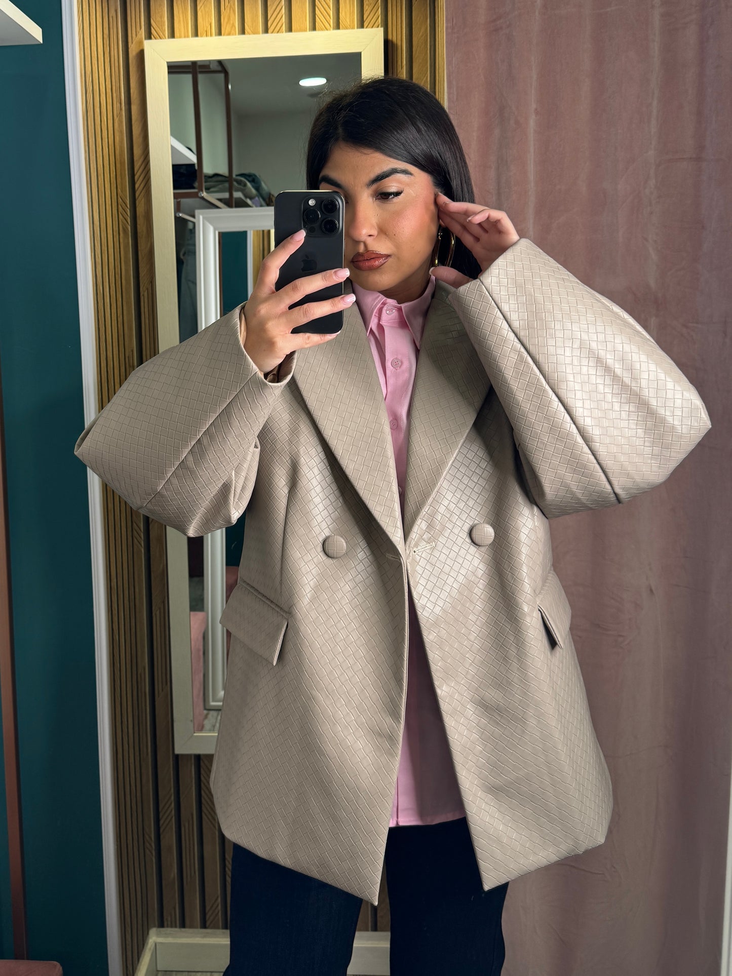 Blazer lumina ecopelle beige