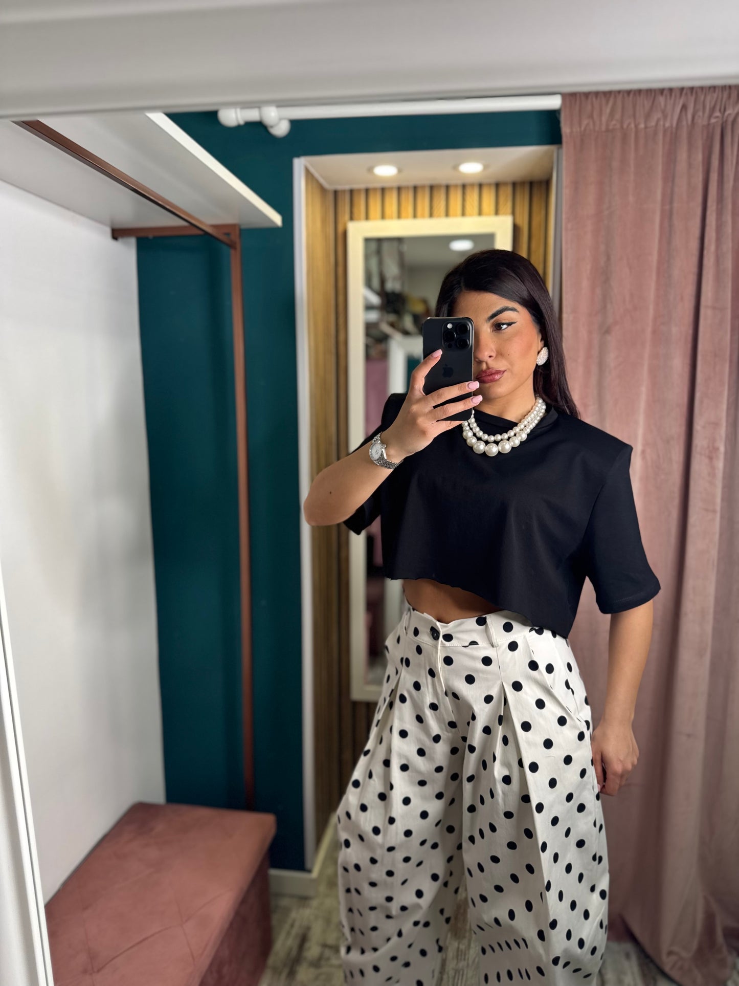 T-shirt crop nera