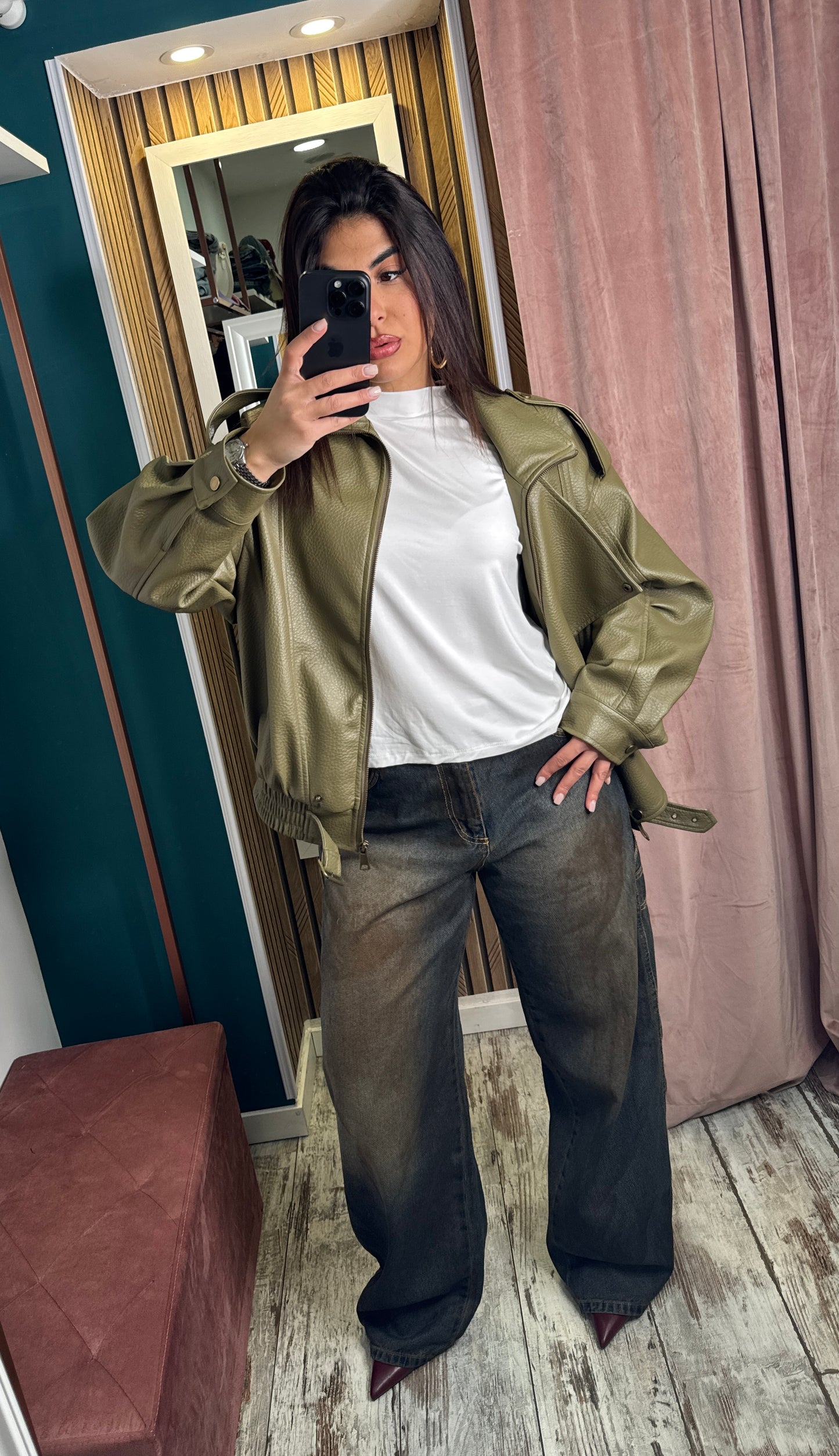 Bomber martellato Olive