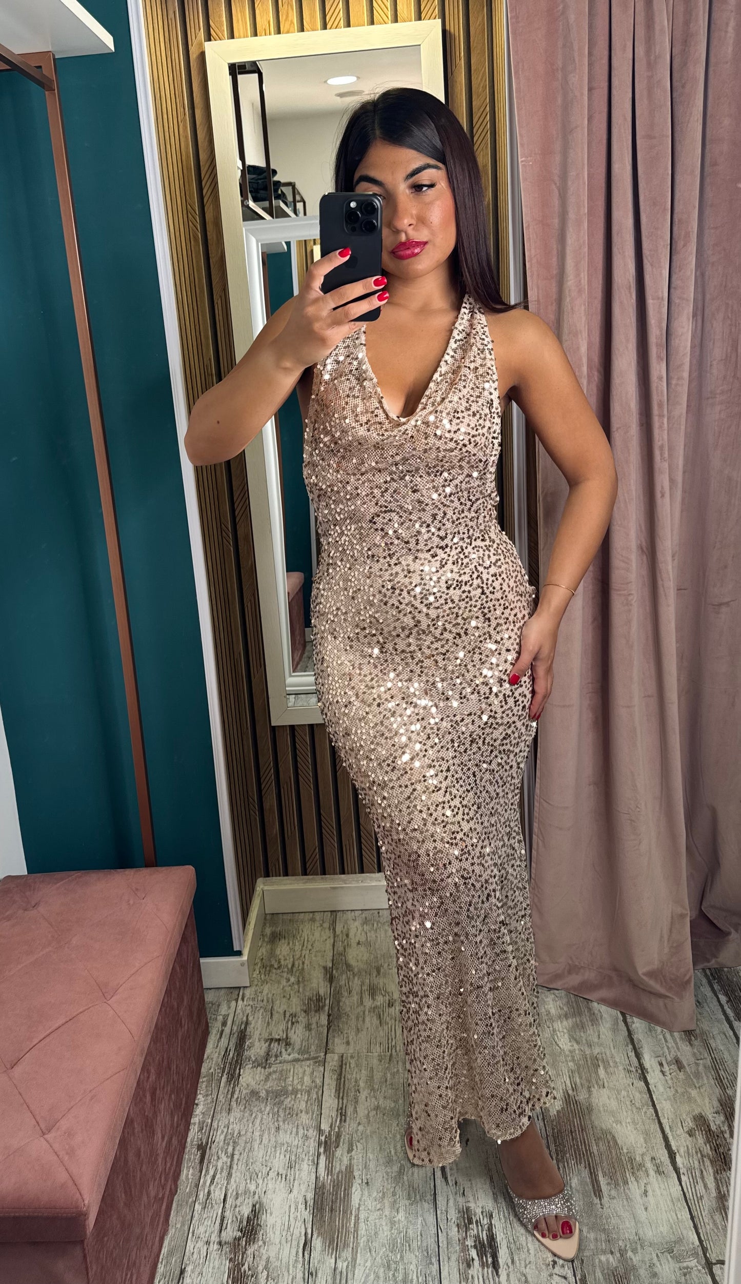Vestito paillettes gold