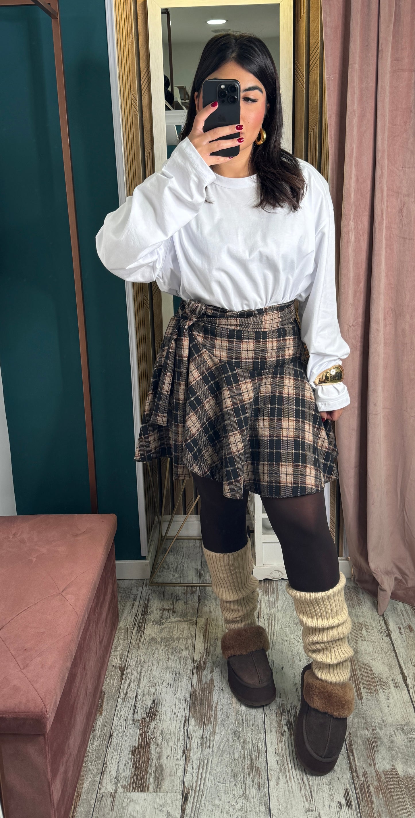 Minigonna quadretti portafoglio