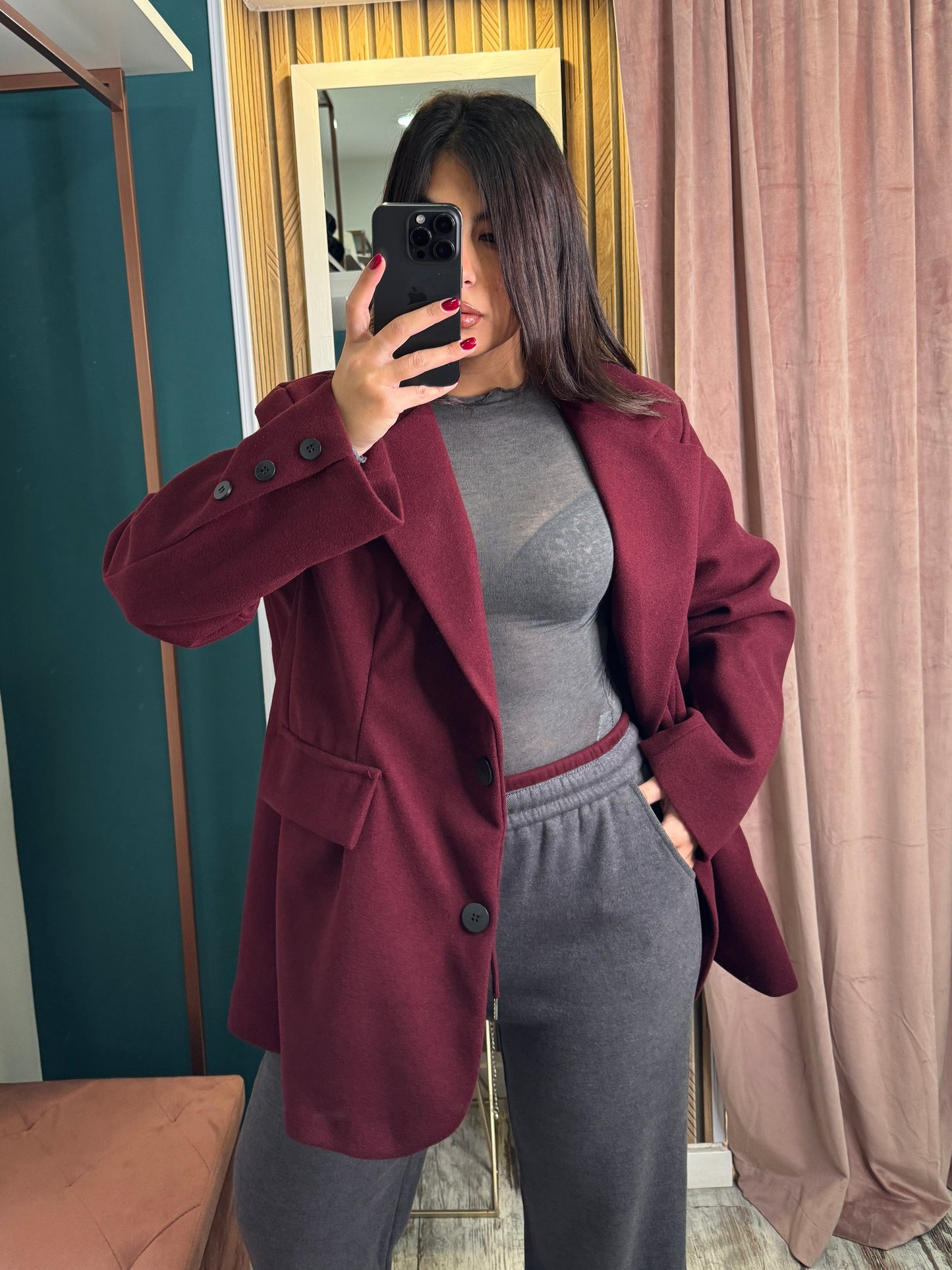 Cappotto corto bordeaux