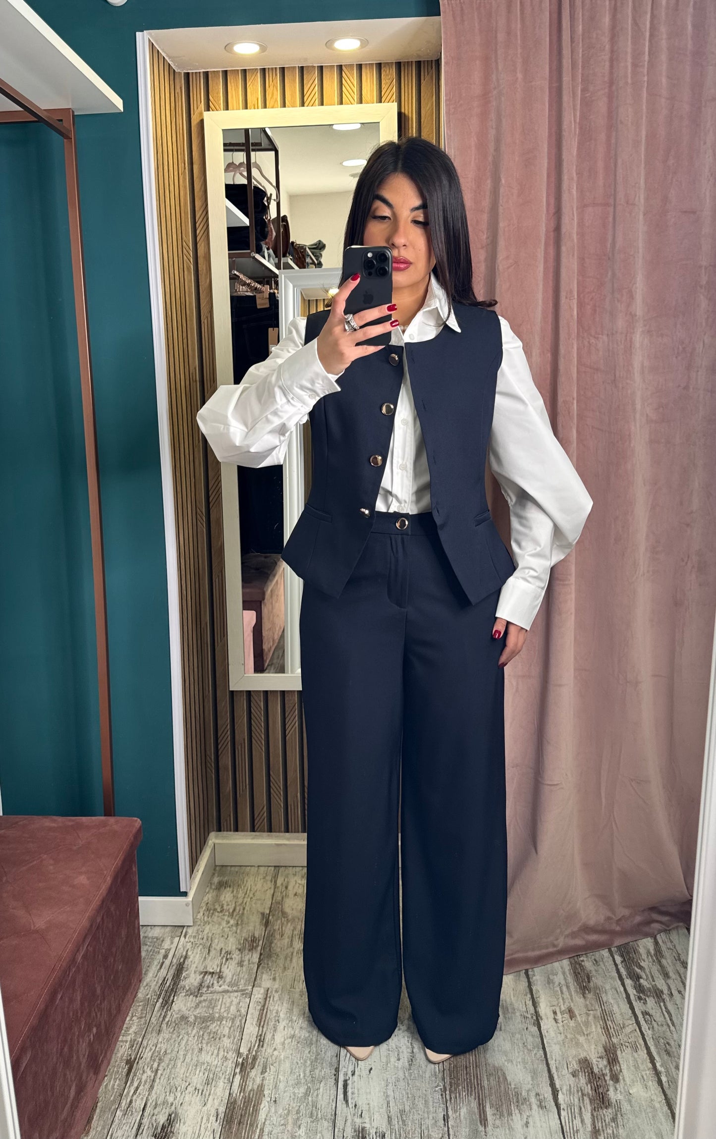 Coordinato blu gilet e pant