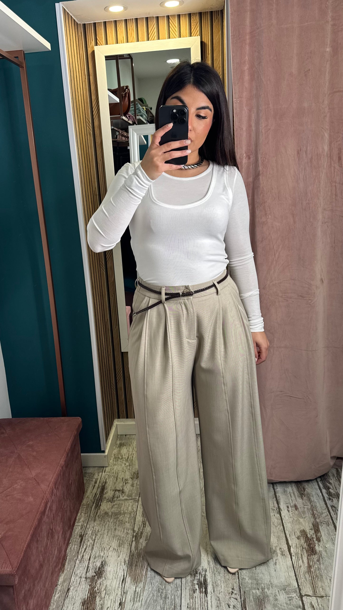 Pantaloni Beige flor