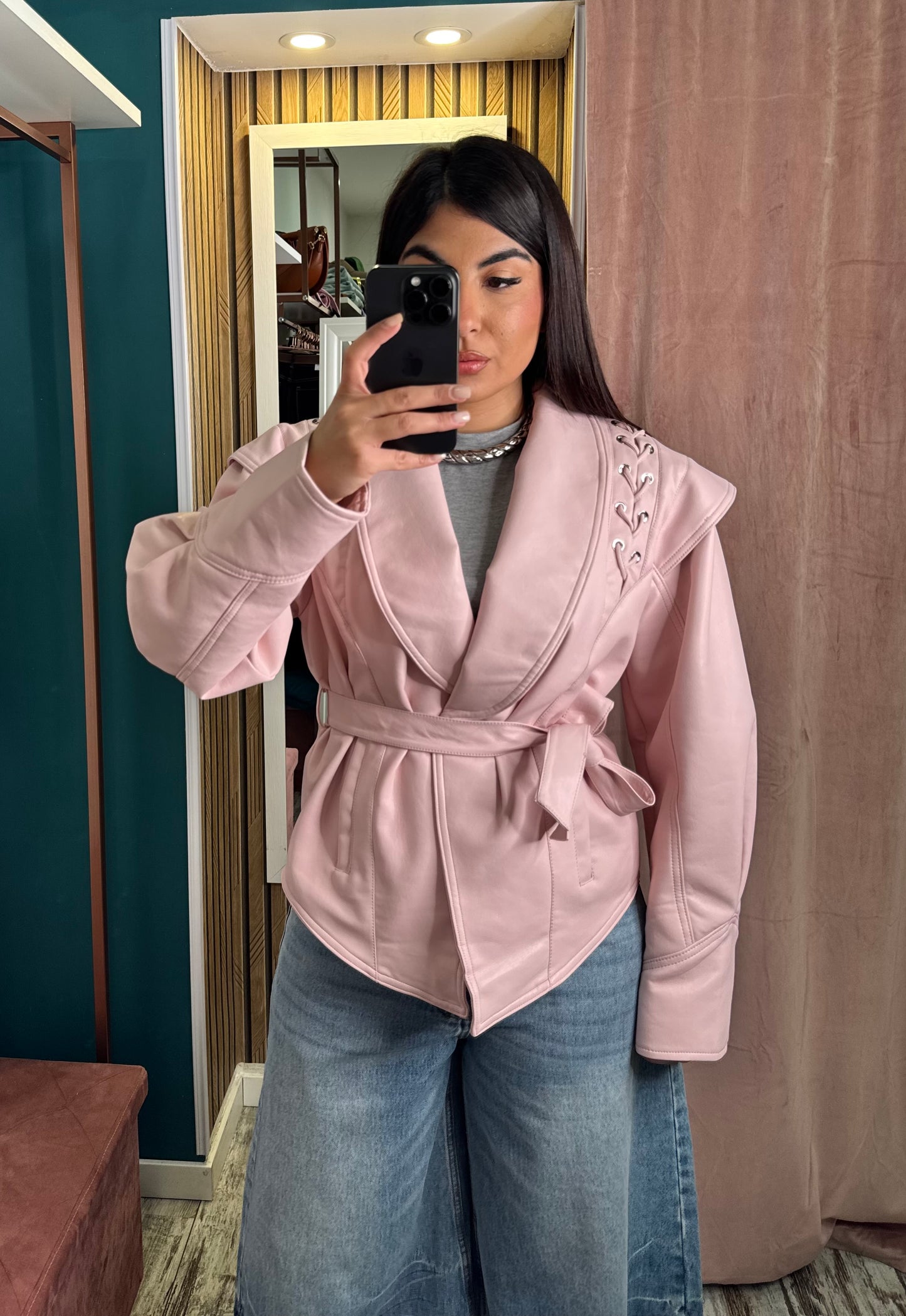 Giacca ecopelle Pink