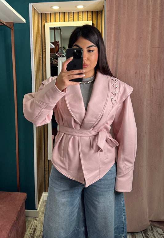 Giacca ecopelle Pink