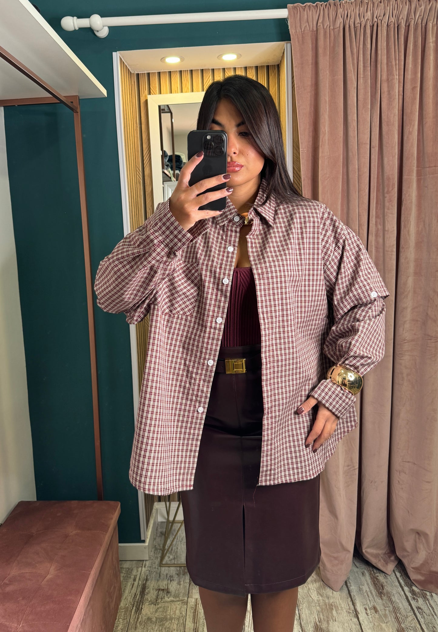 Camicia quadretti bordeaux