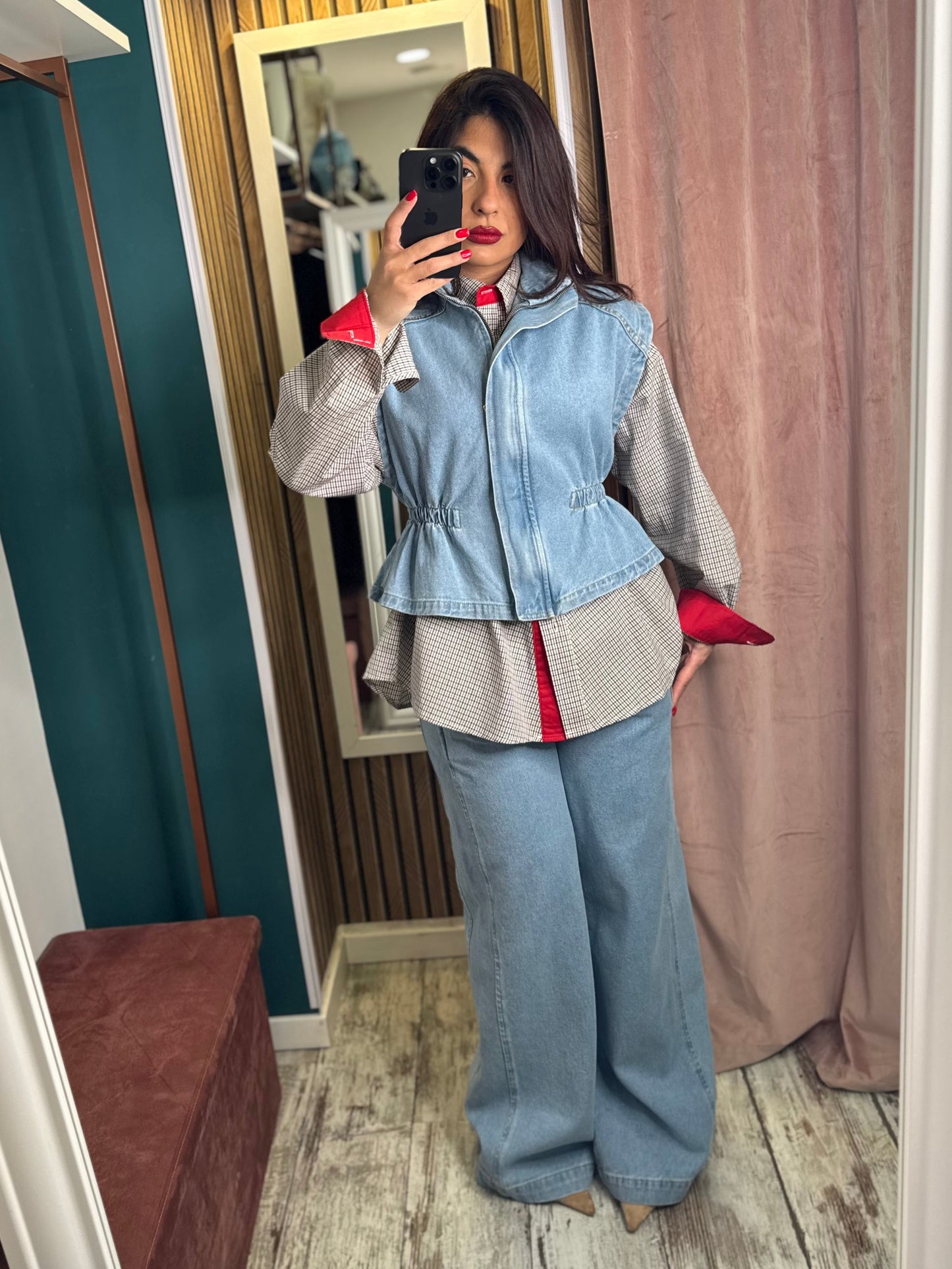 Cordset in denim Gilet