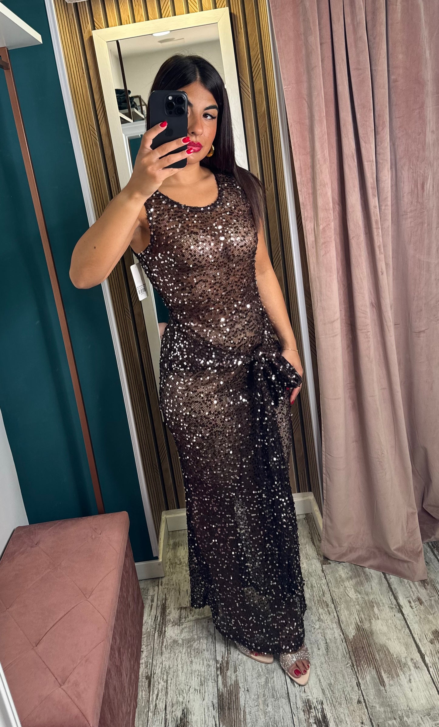 Vestito paillettes choco