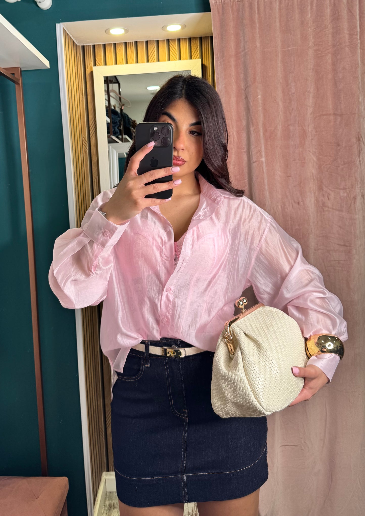 Camicia velata rosa