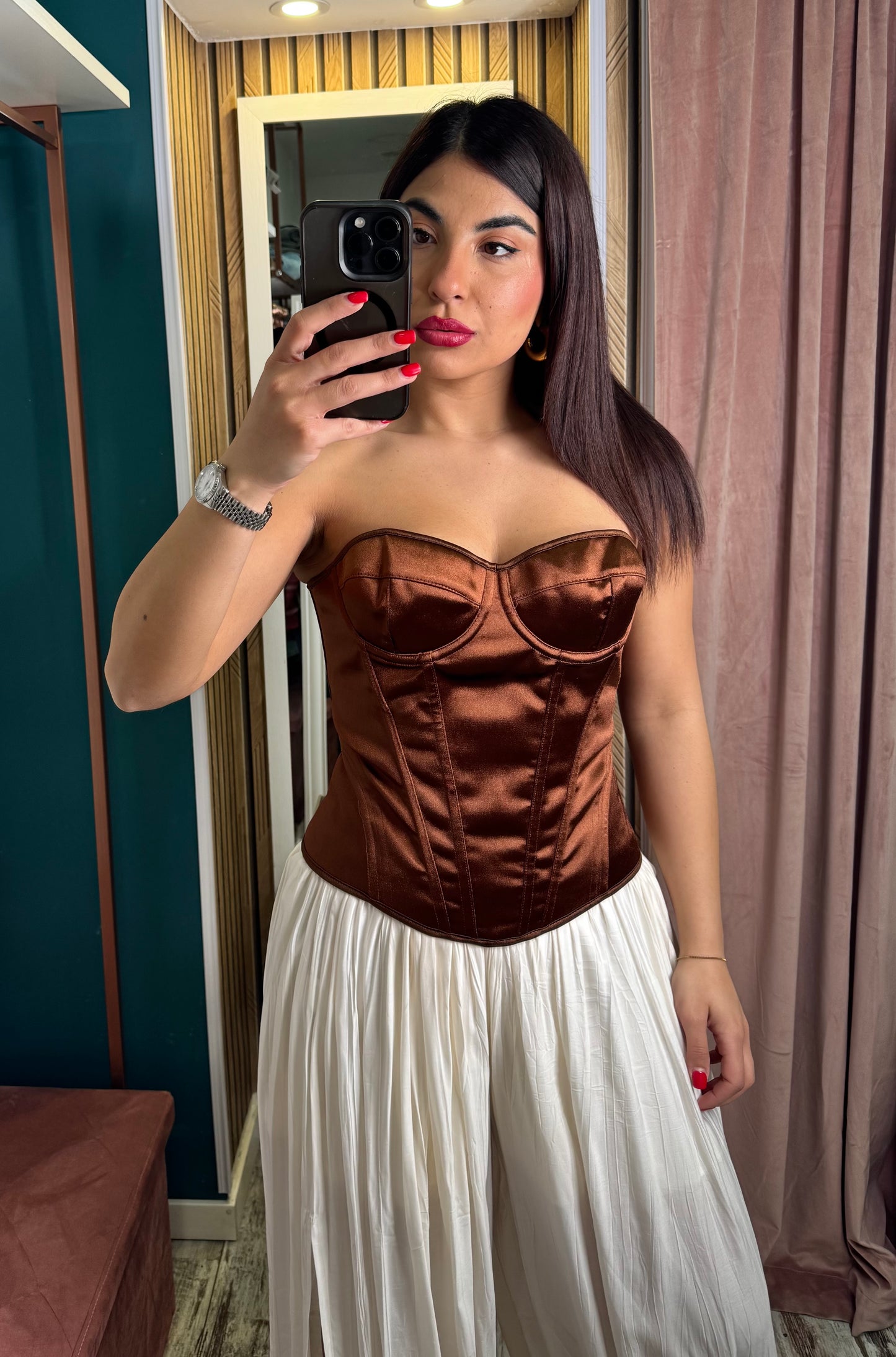 Corpetto brown satin