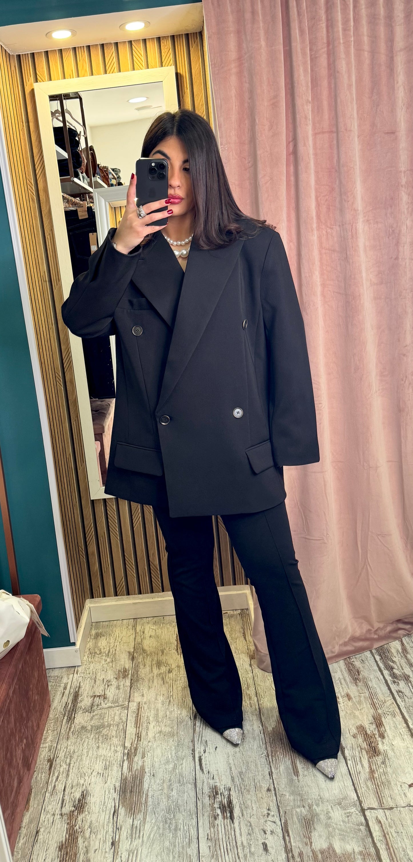 Pantaloni zampa nero
