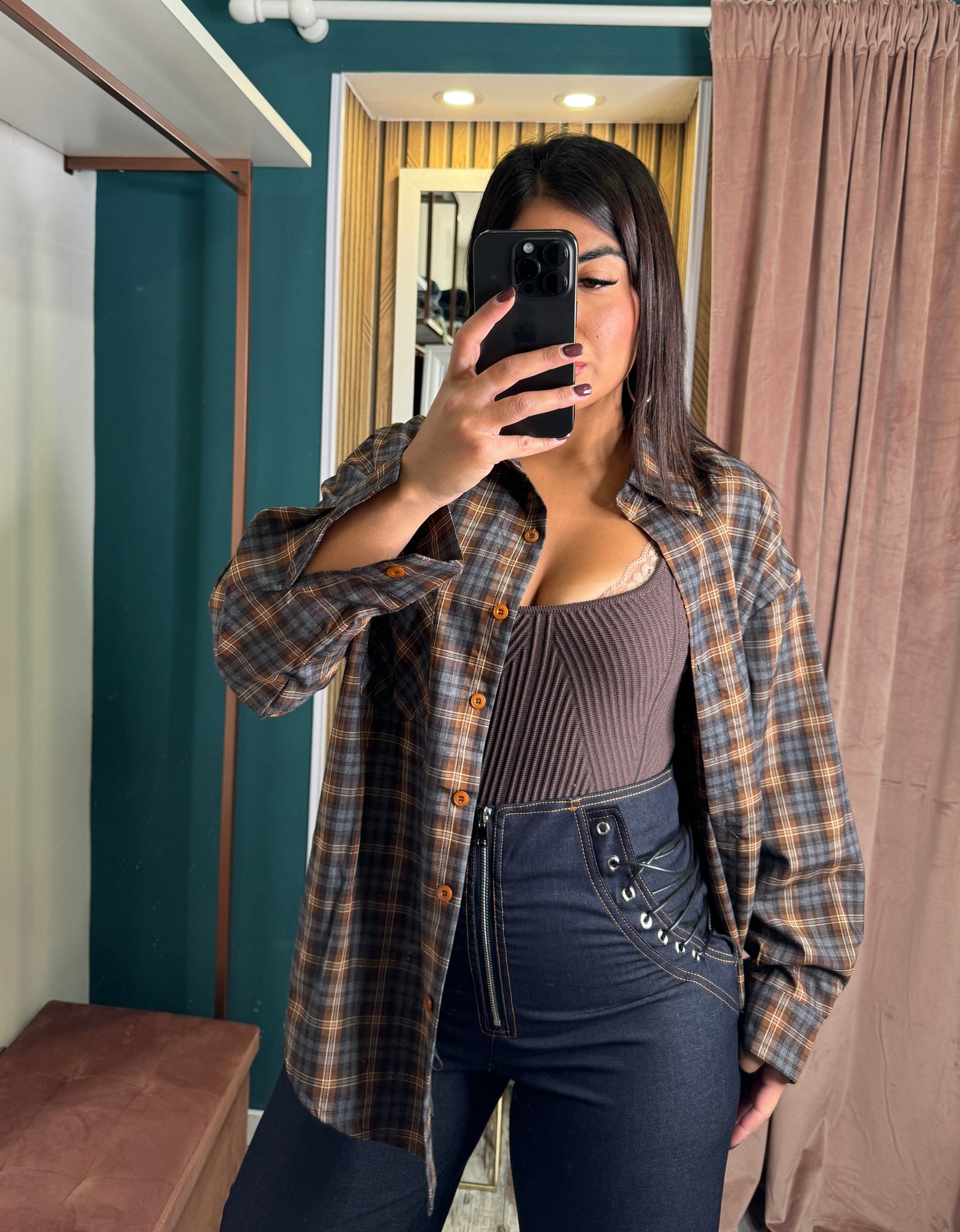 Camicia quadretti grey brown