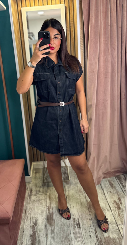 Vestito corto denim blu