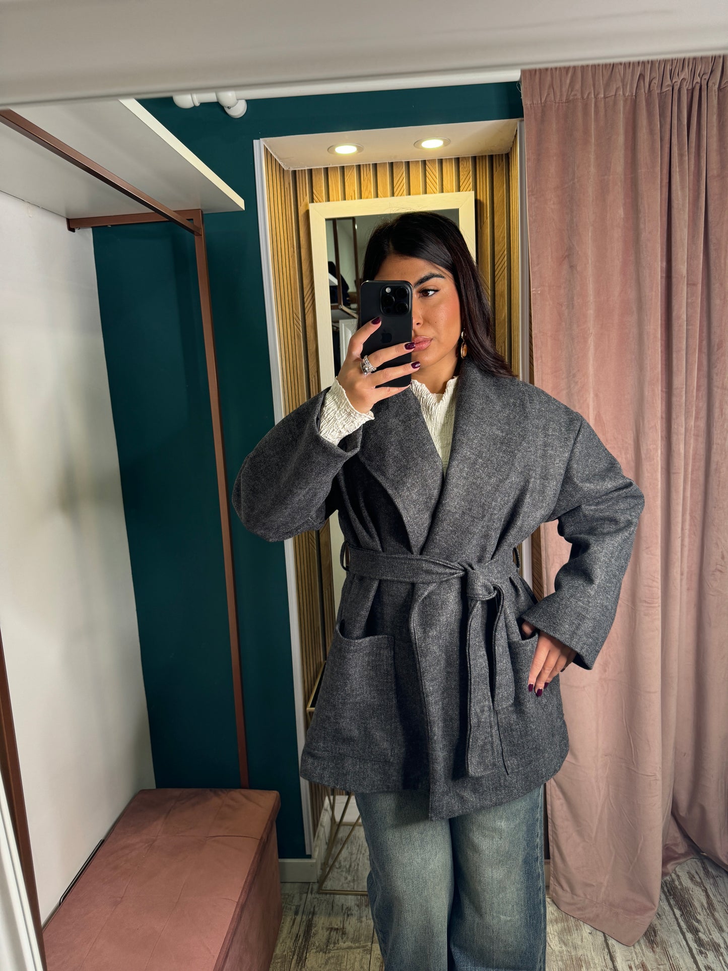 Cappotto corto con cintura