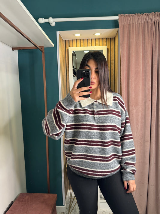 Pullover polo righe