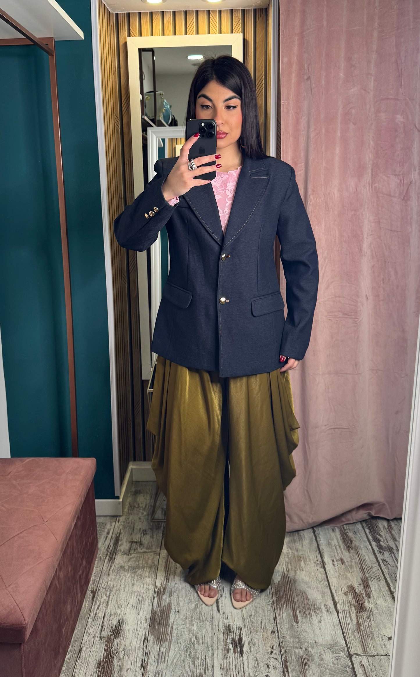 Blazer color blu denim