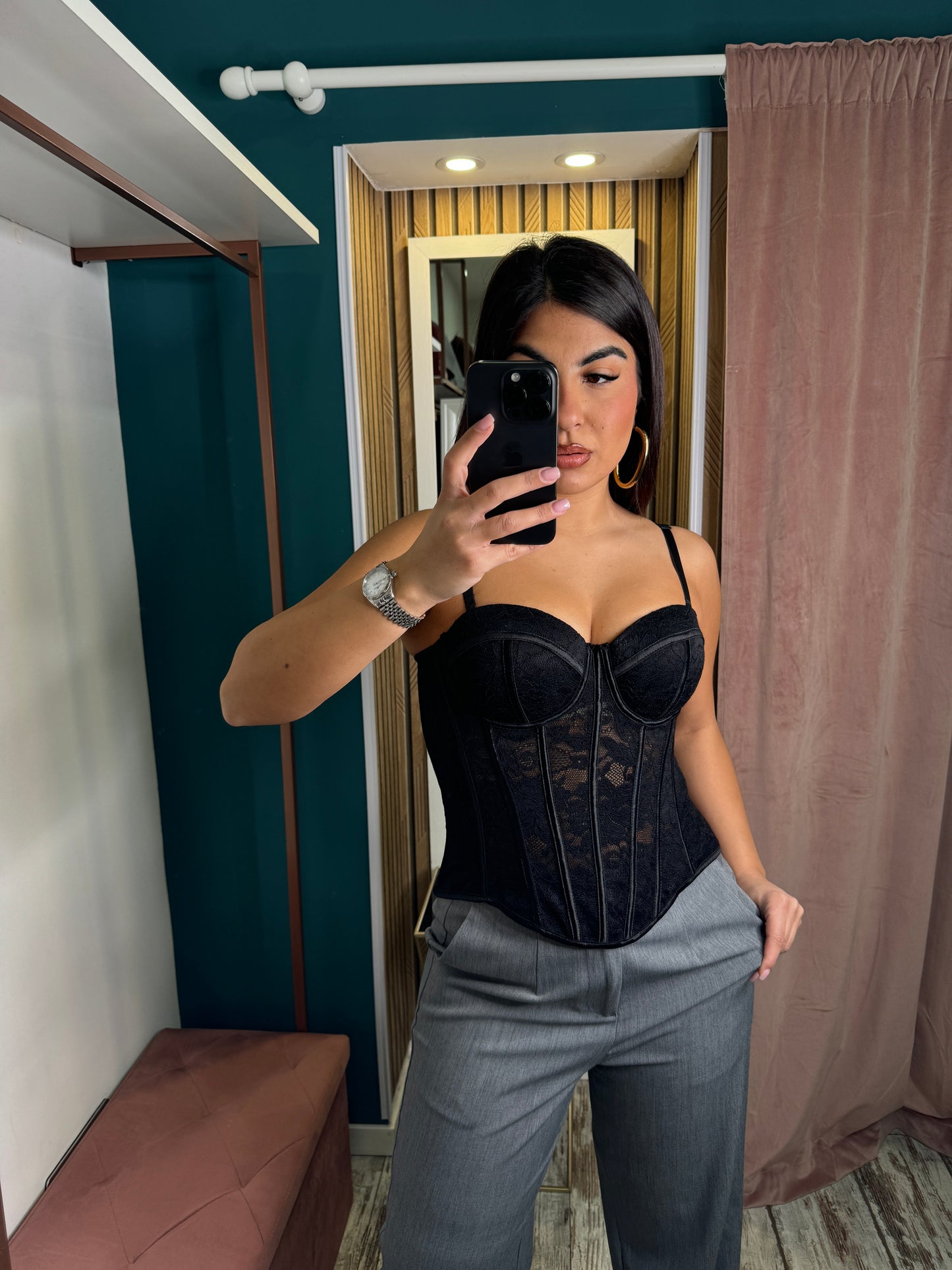 Bustier merletto nero