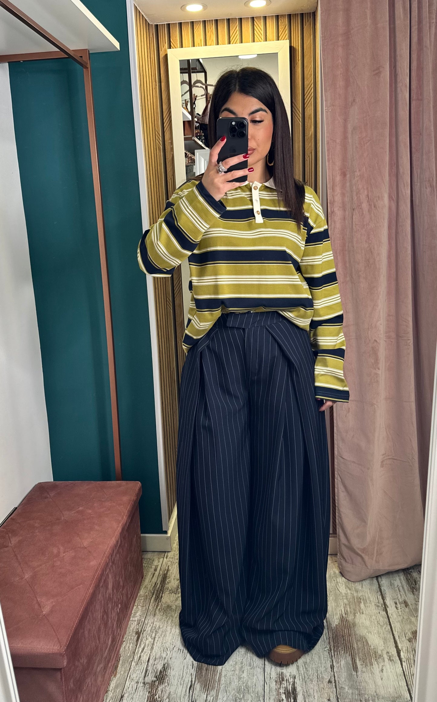 Pantaloni gessati blu