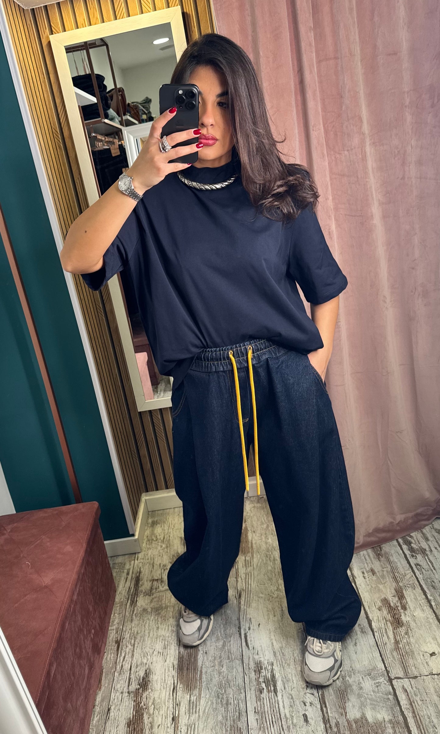 T shirt mezzocollo oversize